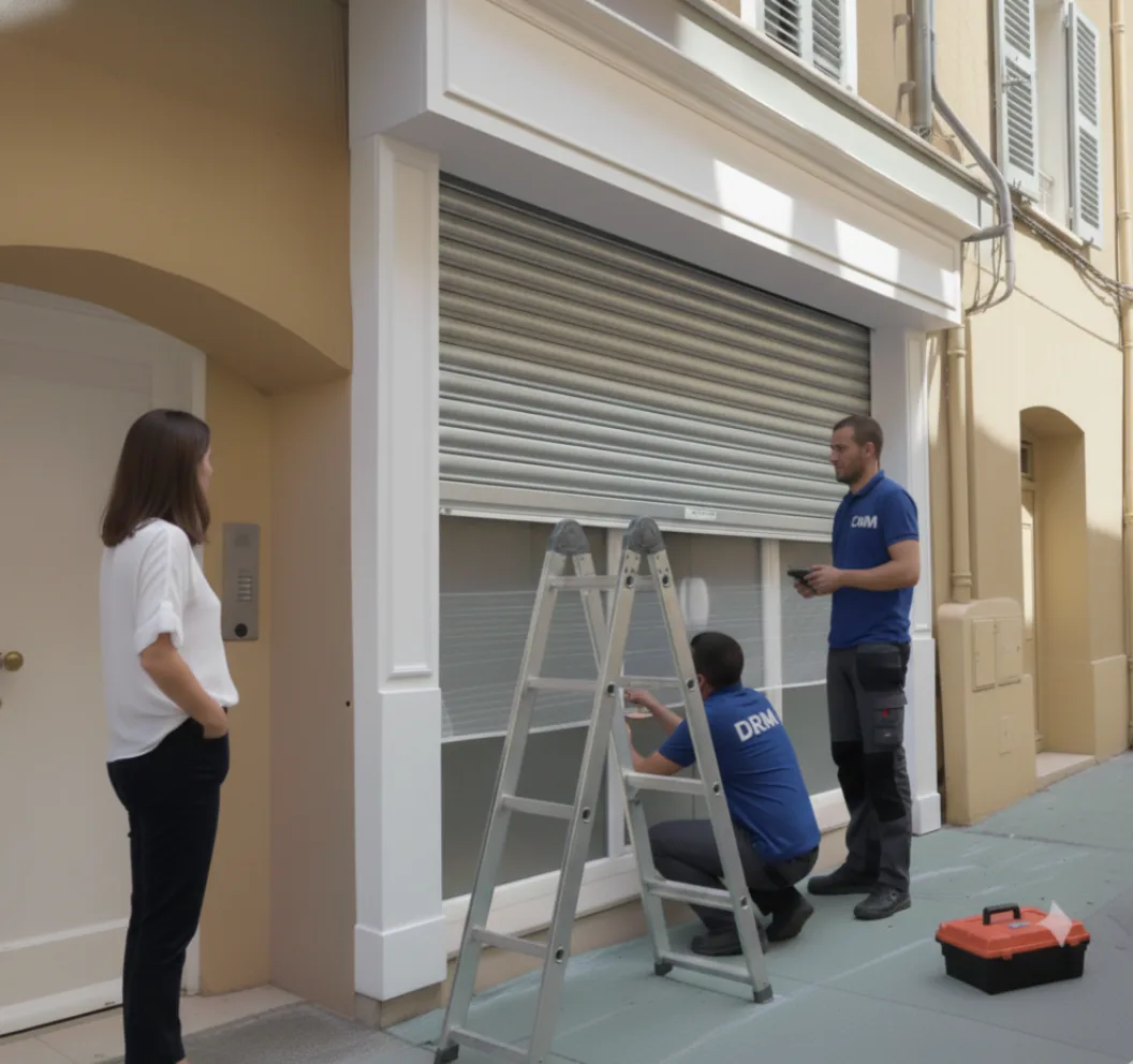 Test de conformité d'un rideau métallique en ERP réalisé par un technicien DRM